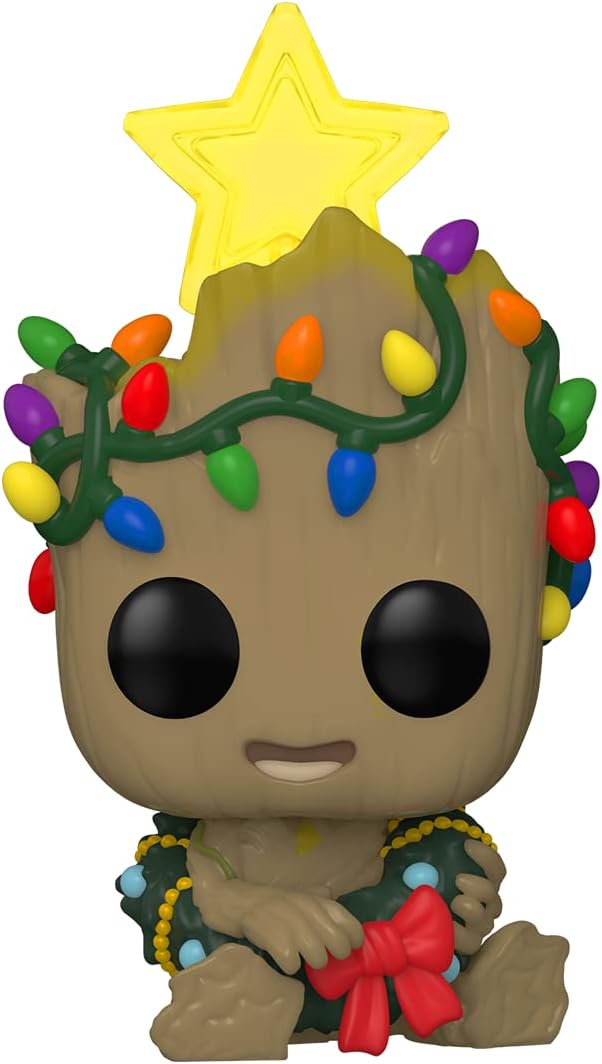 Exclusive Funko POP! Marvel Holiday Groot, Special Collectible Figurine with Glo...