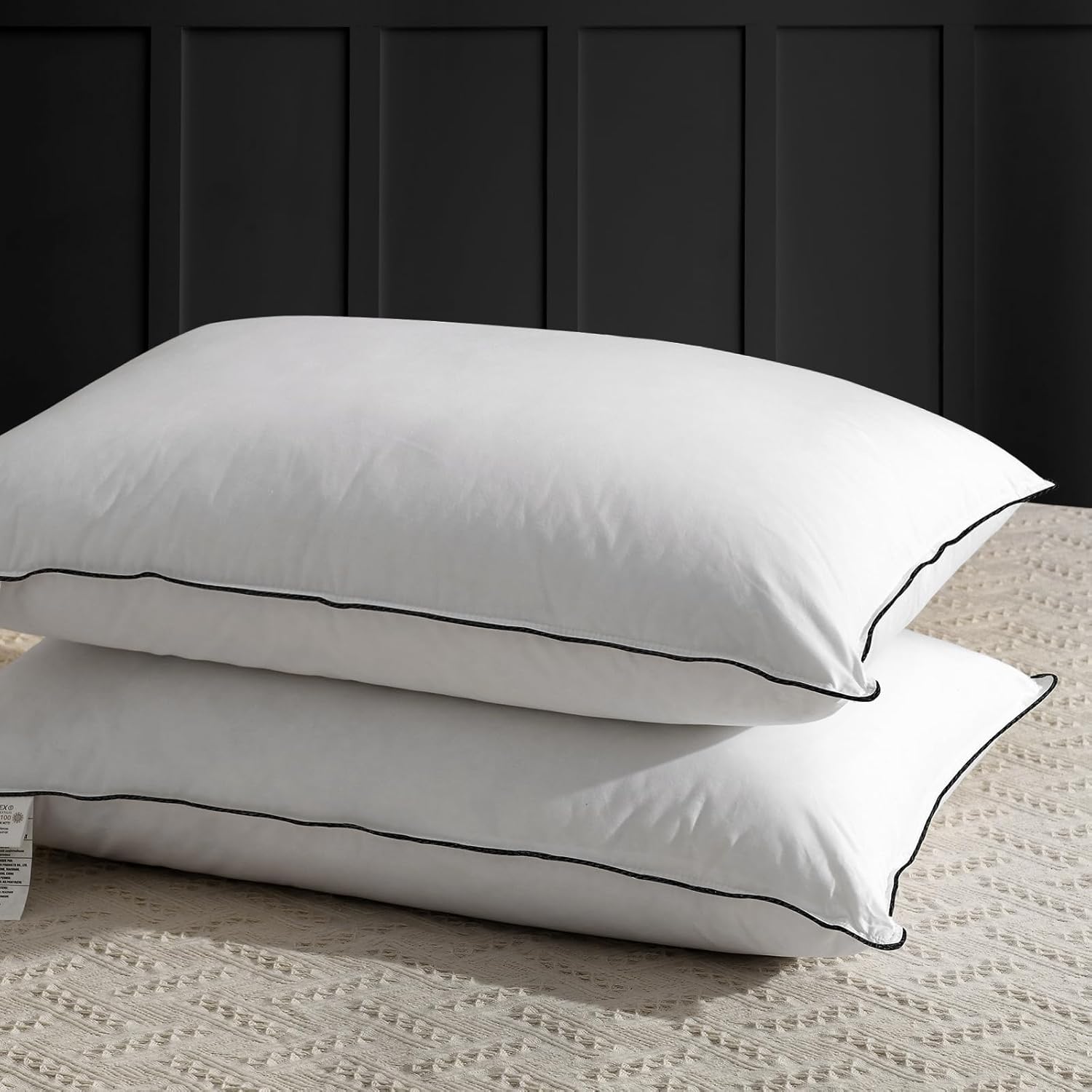 APSMILE Medium Firm Feather Down Pillows King Size Set of 2, Luxury Feather Pill...