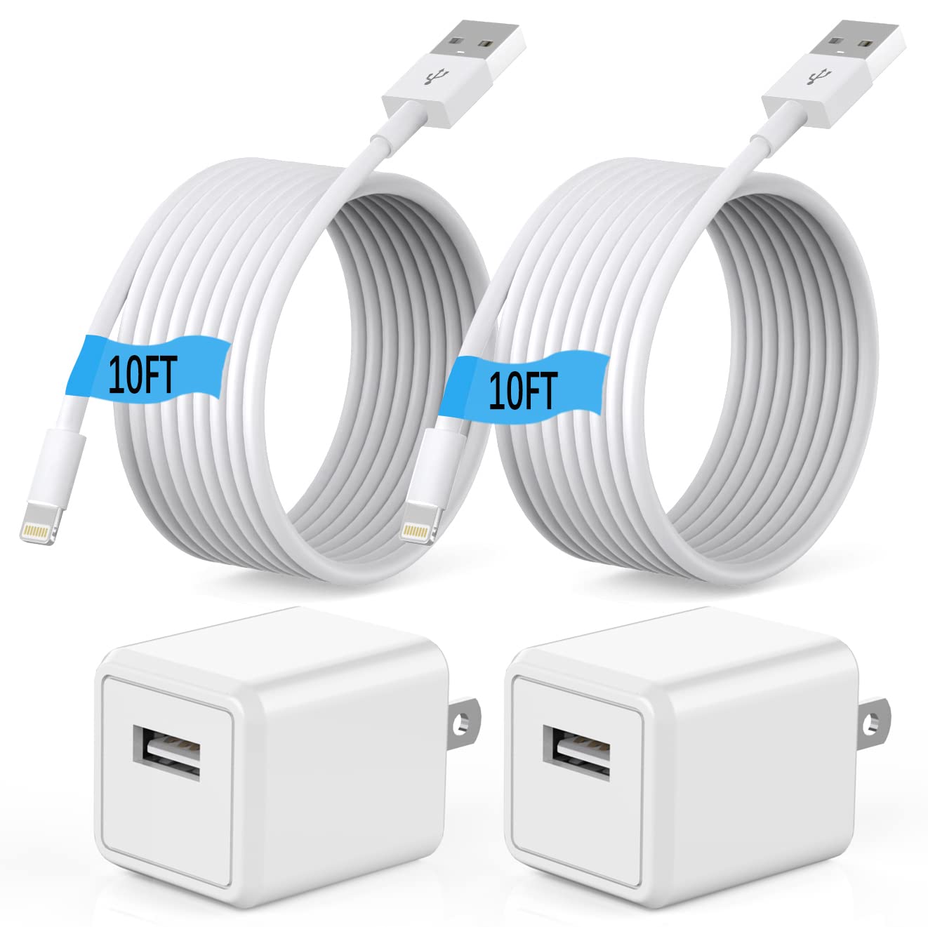 (Apple MFi Certified) iPhone charger 10ft,2Pack 10Foot Long Fast Charging Lightn...