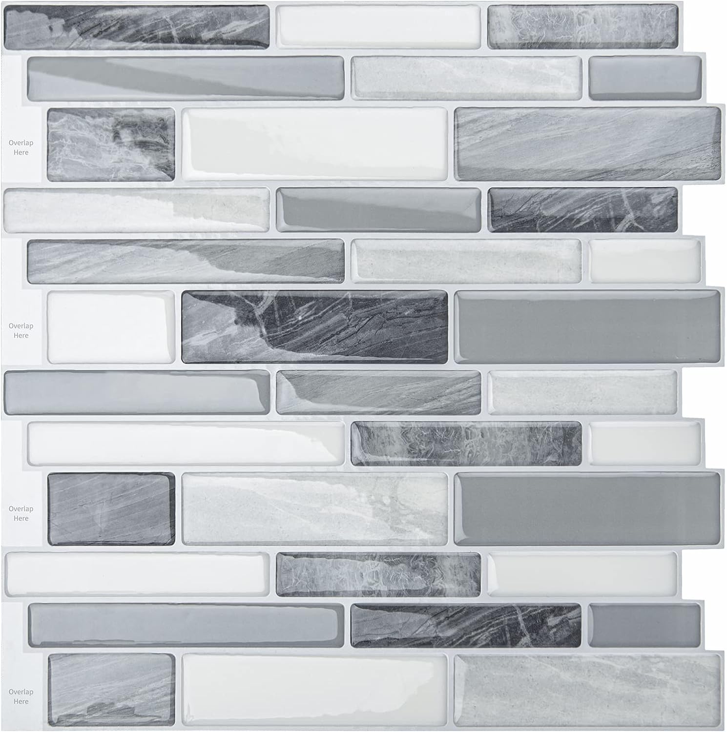 LONGKING Self-Adhesive, Unique Decorative Kitchen Backsplash Marble Look, Innova...
