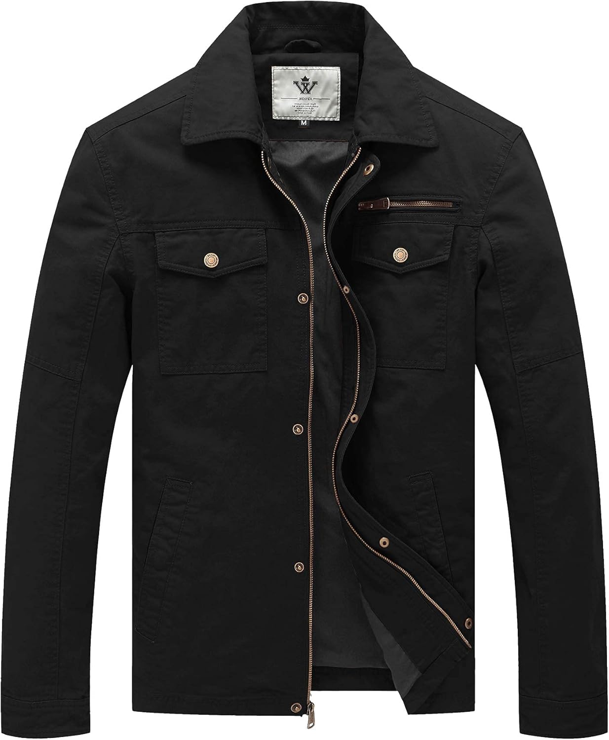 WenVen Men's Jacket, Special Canvas Cotton Military Lapel Jacket, Affordable and...