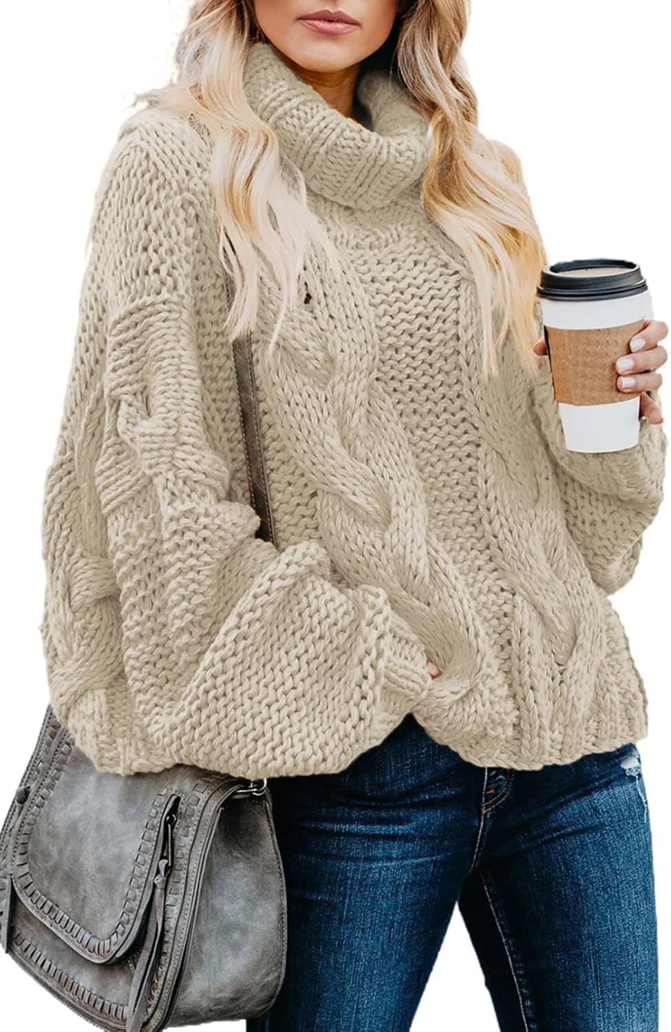 Dokotoo Womens Sweaters, Special 2024 Winter Fall Solid Turtleneck Pullover, Inn...