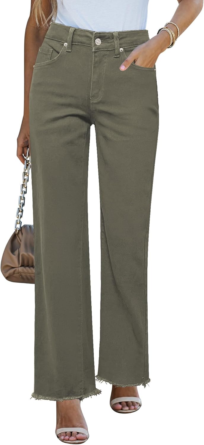 GRAPENT Straight Leg Jeans, Special High Waisted Stretchy Loose Denim Pants, Inn...