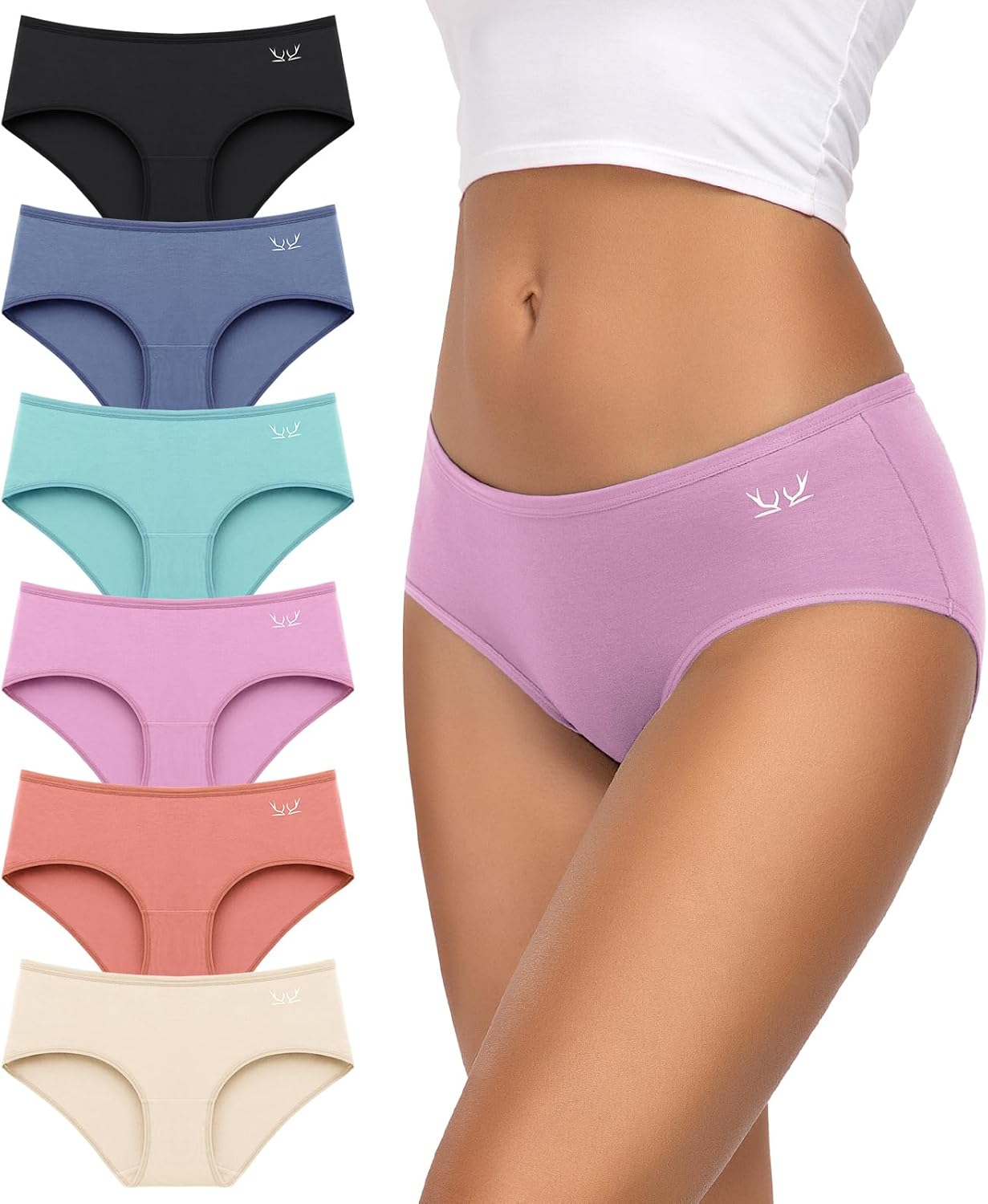 TANSTC Underwear Women Pack Low Rise Cotton Underwear Hipster Panties Soft Stret...