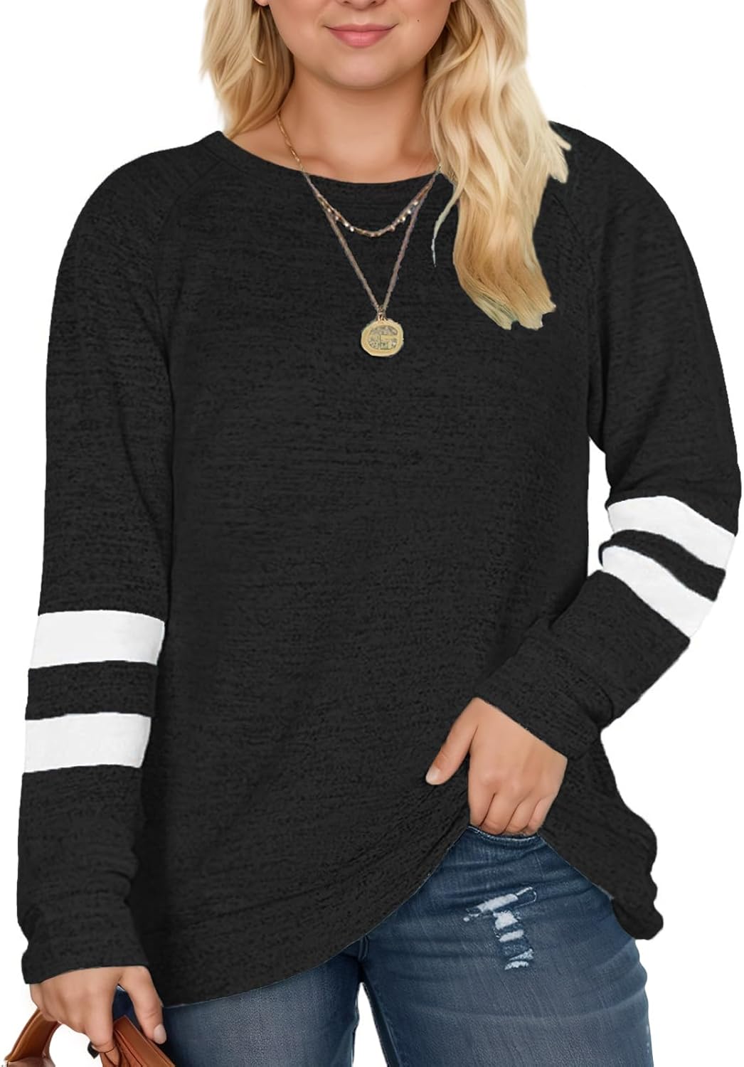 DOLNINE Plus Size Sweatshirts, Special Long Sleeve Tops, Innovative Oversized Tu...