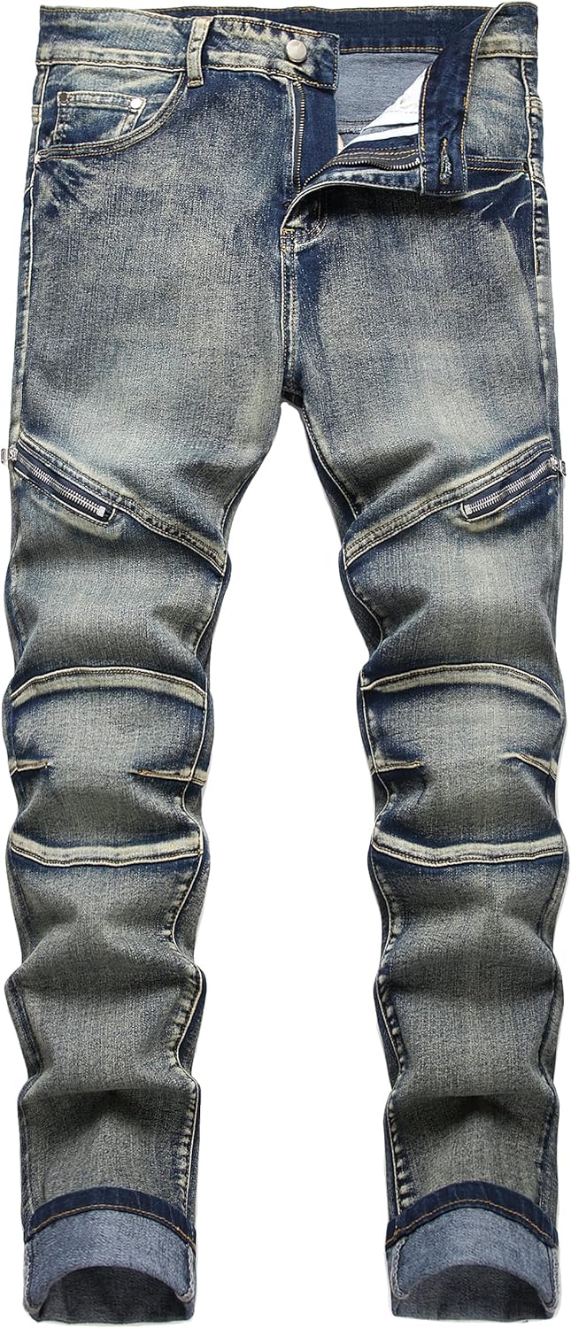 Men's Slim Fit Stretch Jeans Ripped Skinny Jeans for Men, Fashion Straight Leg C...