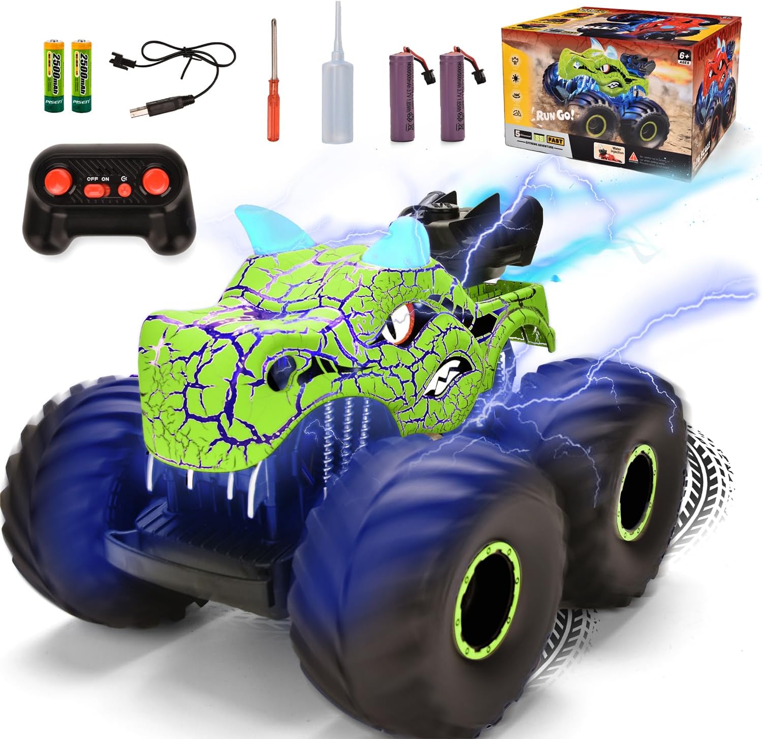 Remote Control Dinosaur Car Toys for Kid Boys, 2.4GHz RC Monster Truck Toys with...