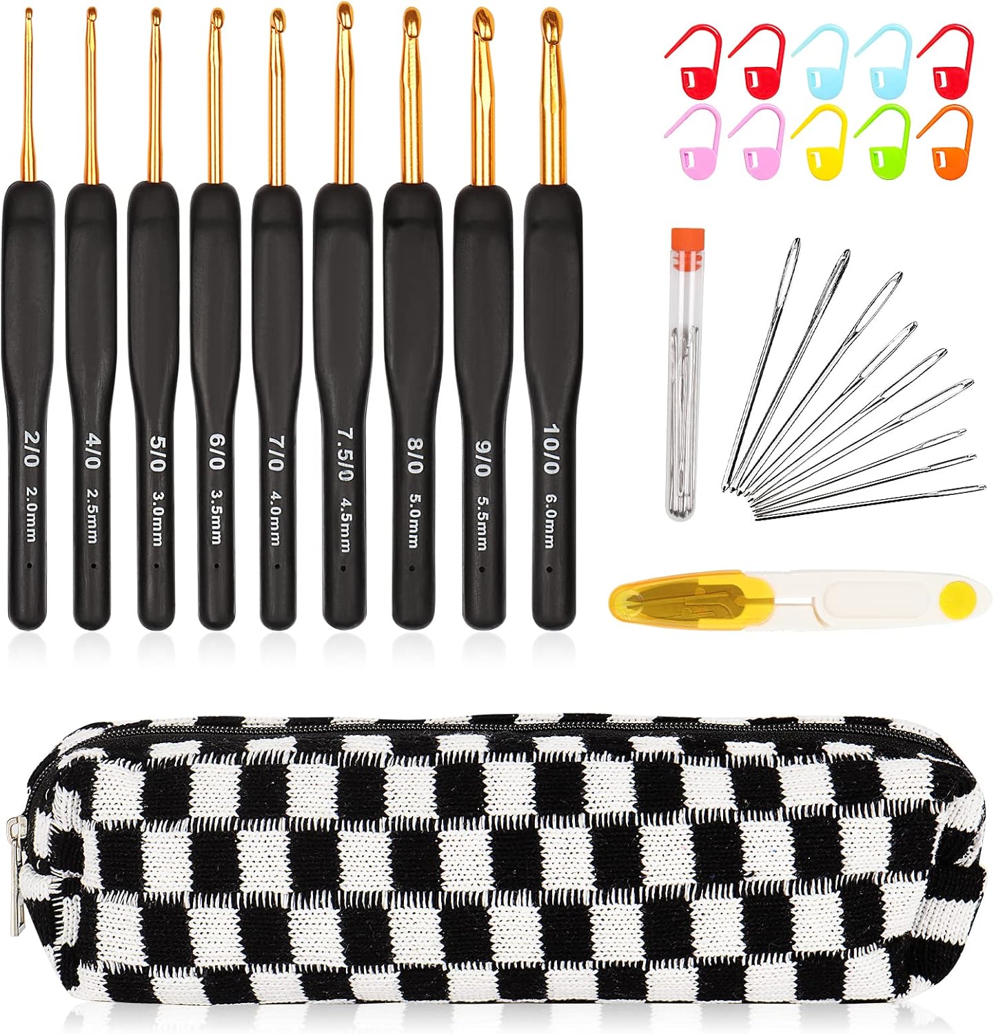 Aeelike 31pcs Crochet Hook Set, Special Black Gold Crochet Hooks, Innovative Erg...