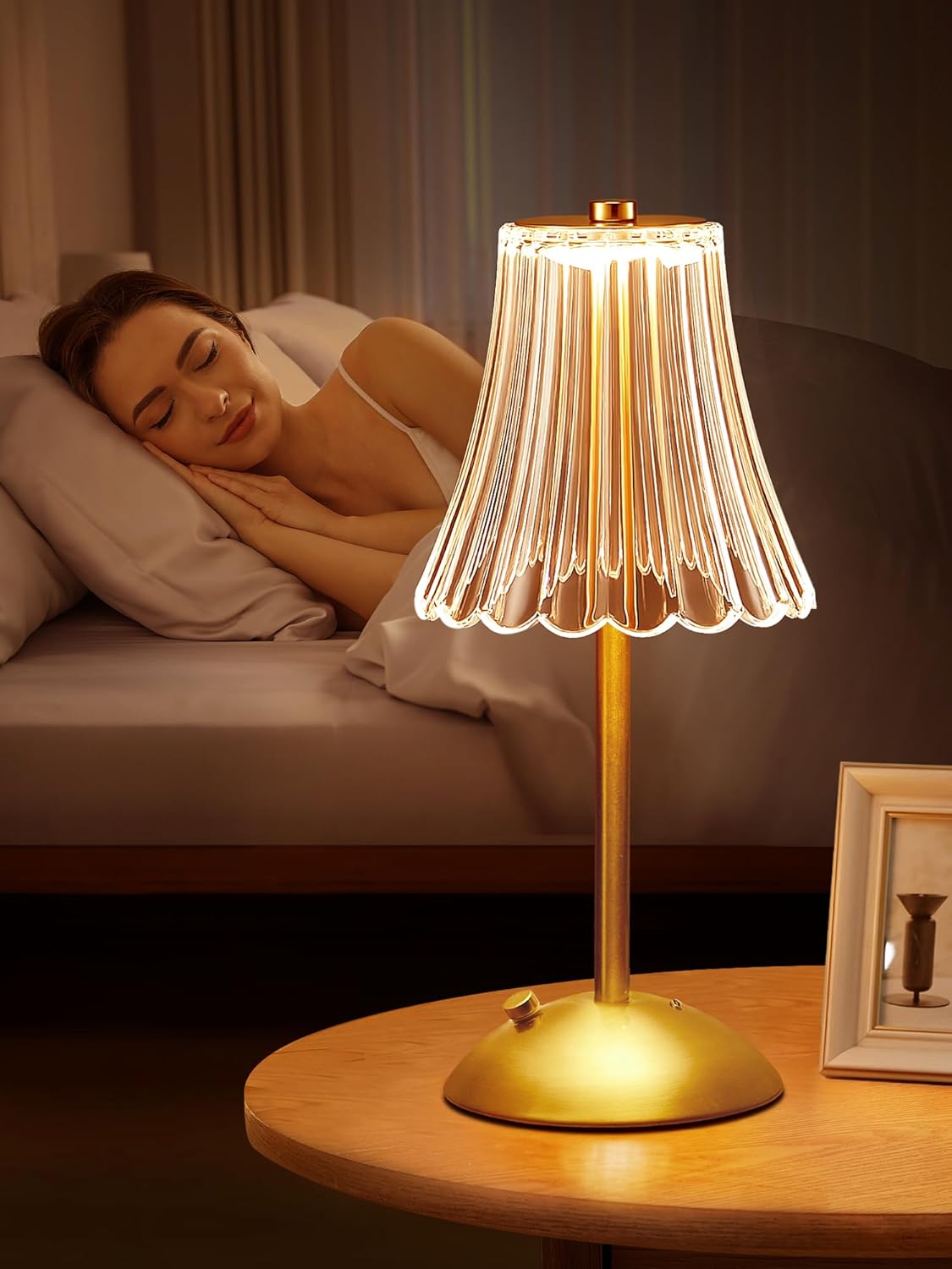 Bedside Lamps,3200mAh Rechargeable Lamp Battery Operated Lamp,30 Lighting Modes...
