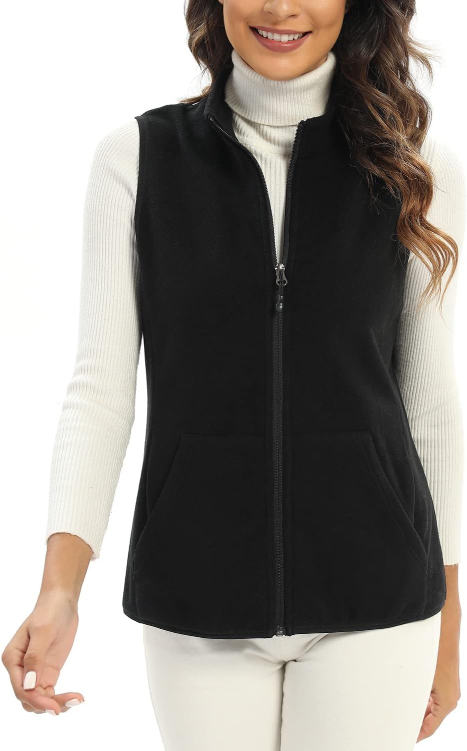 Xeoxarel Women's Fleece Vest with 6 Pockets (XS-2XL) X-Large Black