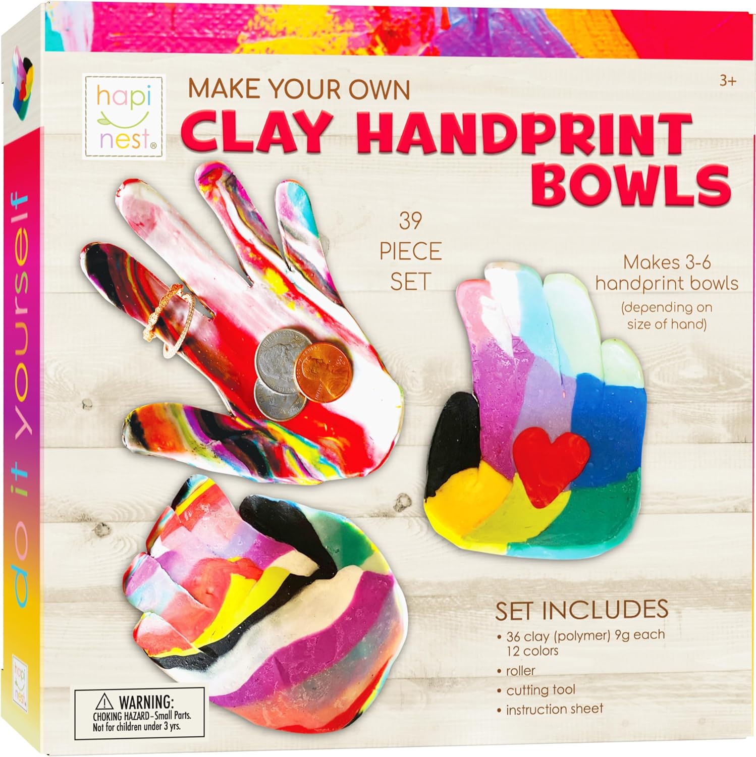 Hapinest Make Your Own Clay Handprint Bowl Kit for Kids, Art and Crafts for Boys...