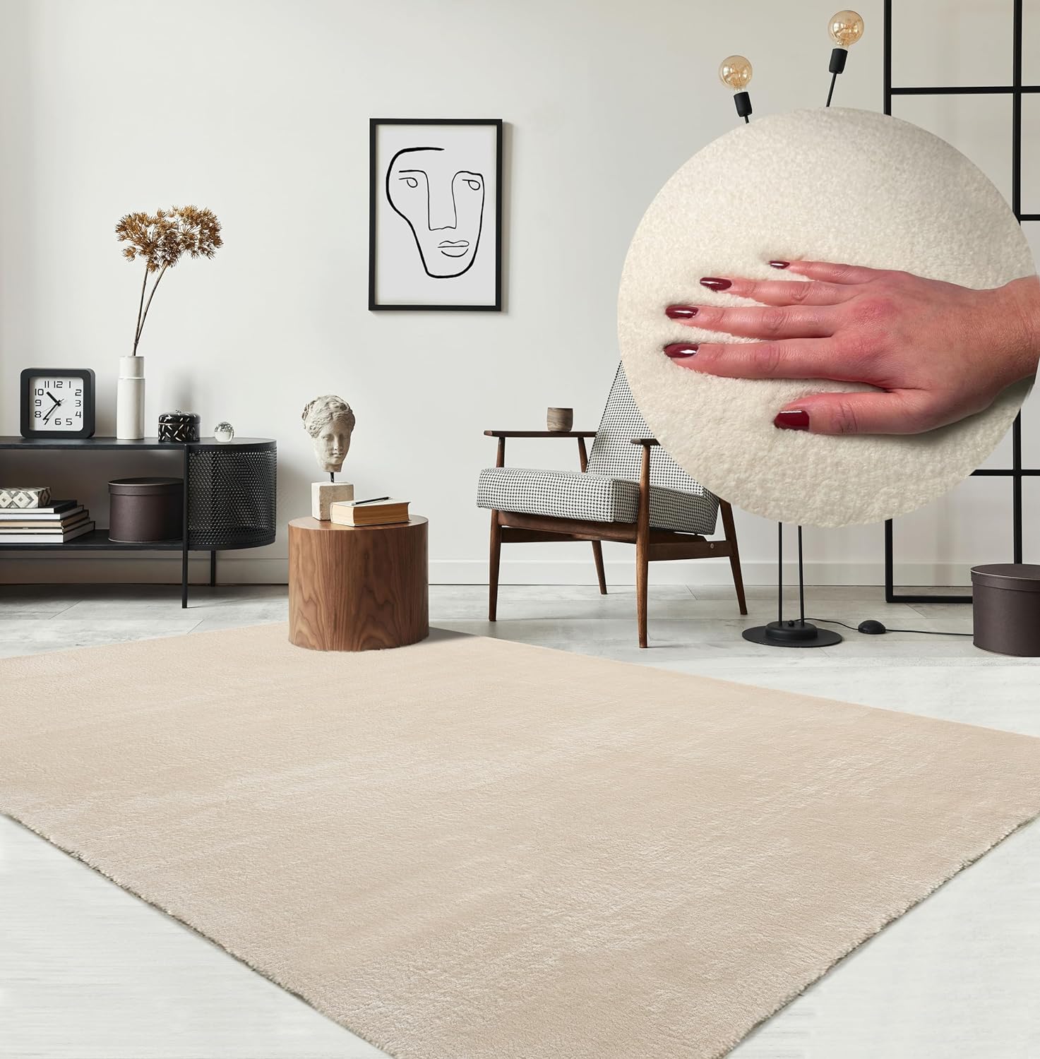 the carpet Relax Rug, Modern, Fluffy, Short Pile, Non-Slip Underside, Washable u...