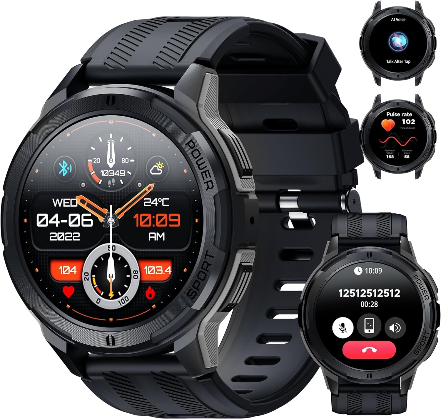 OUKITEL BT10 Smart Watch for Men, Bluetooth Voice Call for Android iOS Phone, 1....
