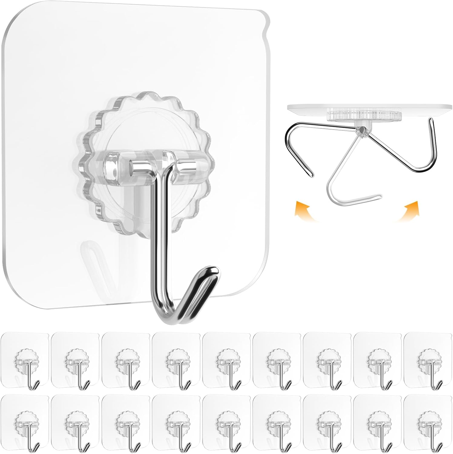 Transparent Wall Hooks, Special Reusable Seamless Hooks for Bathroom and Kitchen...