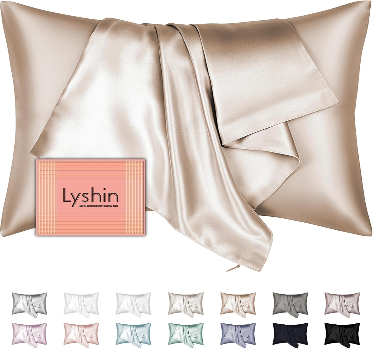 Mulberry Silk Pillow Cases, Ultra Smooth Pillow Cases with Hidden Zipper, High-q...