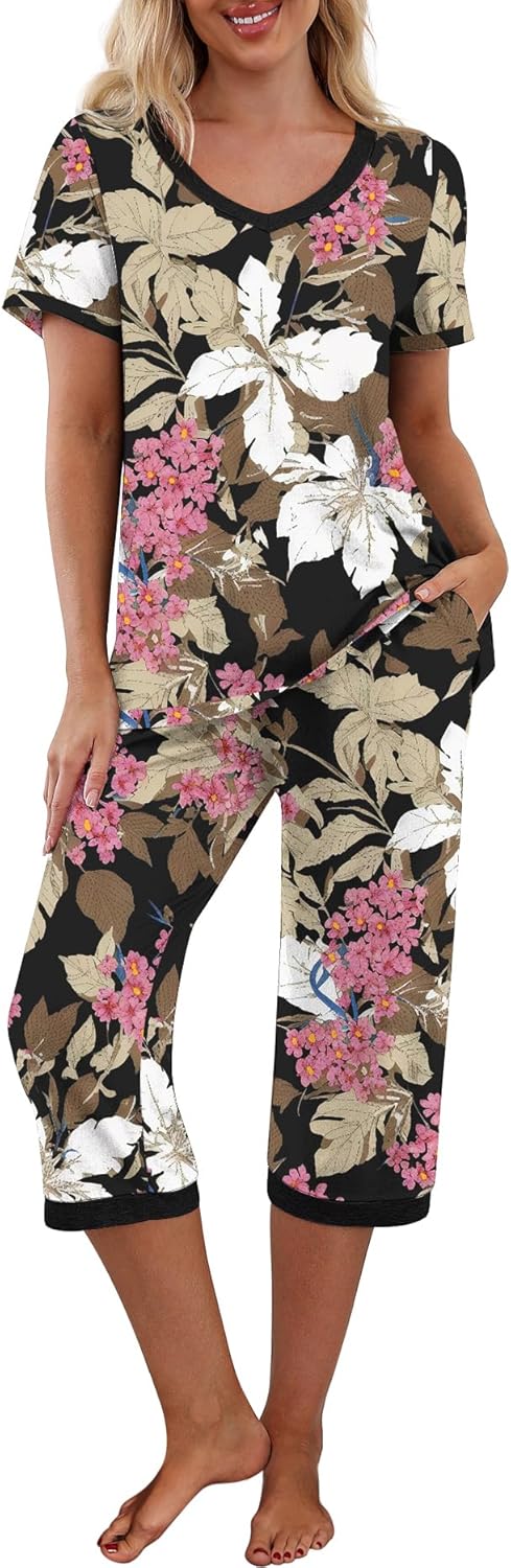 PrinStory Women's Pajama Set, Special Sleepwear Pjs Sets with Pockets, Innovativ...