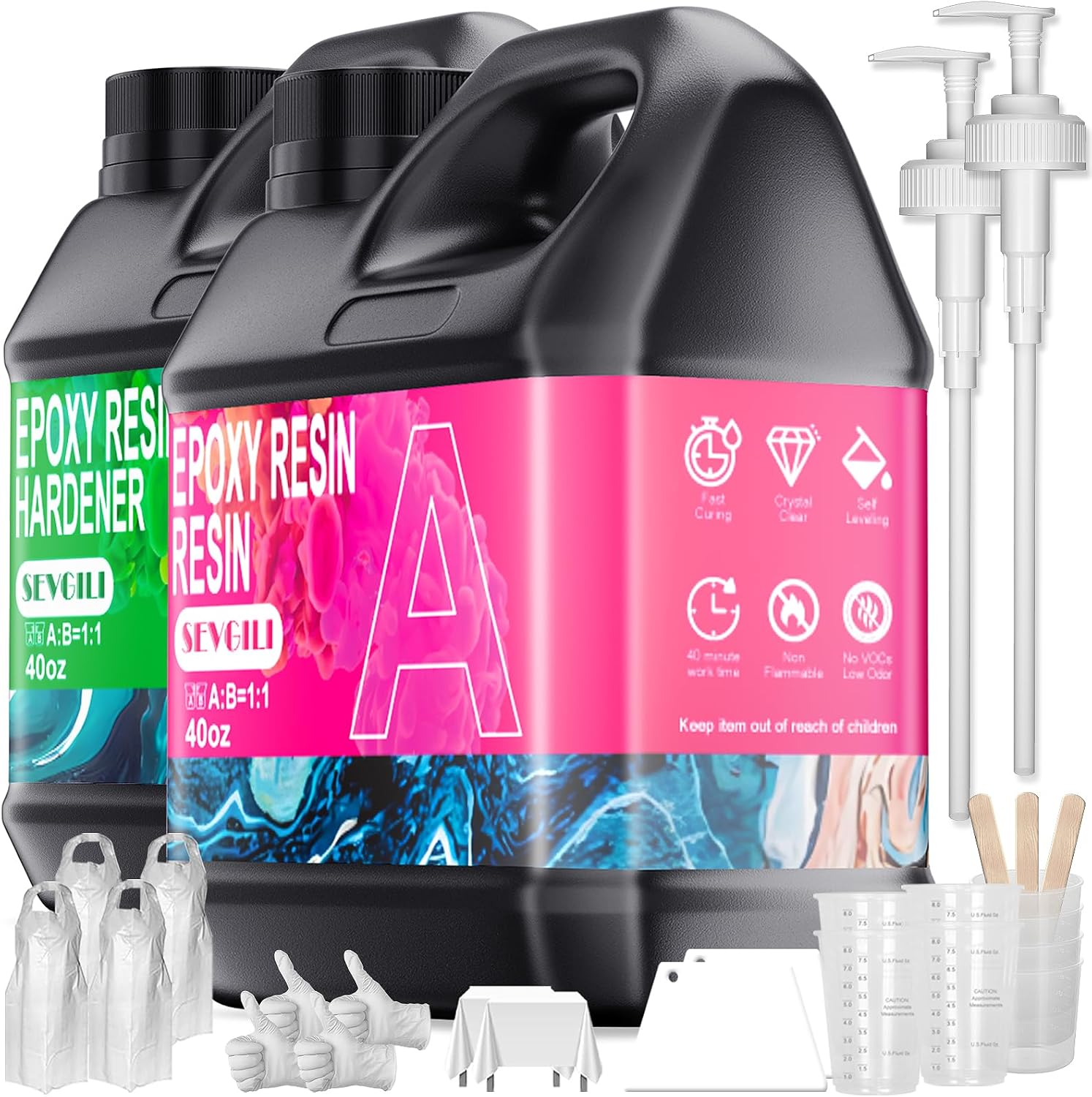 Epoxy Resin Kit 80 oz, Crystal Clear Epoxy Resin, Bubble Free, Anti Yellowing Ar...