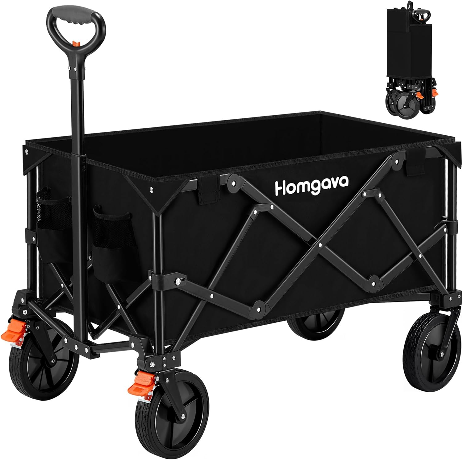 Collapsible Folding Wagon Cart,Heavy Duty Garden Cart with All Terrain Wheels,Po...