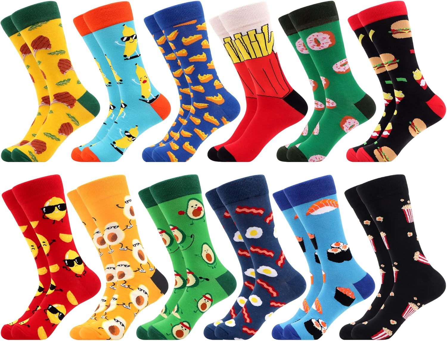WeciBor Mens Dress Colorful Novelty Funny Casual Combed Cotton Crew Socks 12 Pac...