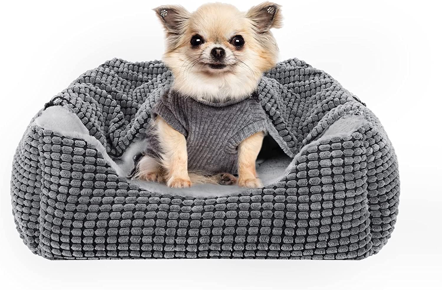 JOEJOY Dog Bed, Special Rectangle Dog Bed Warm Hooded for Puppy, Luxury Super So...