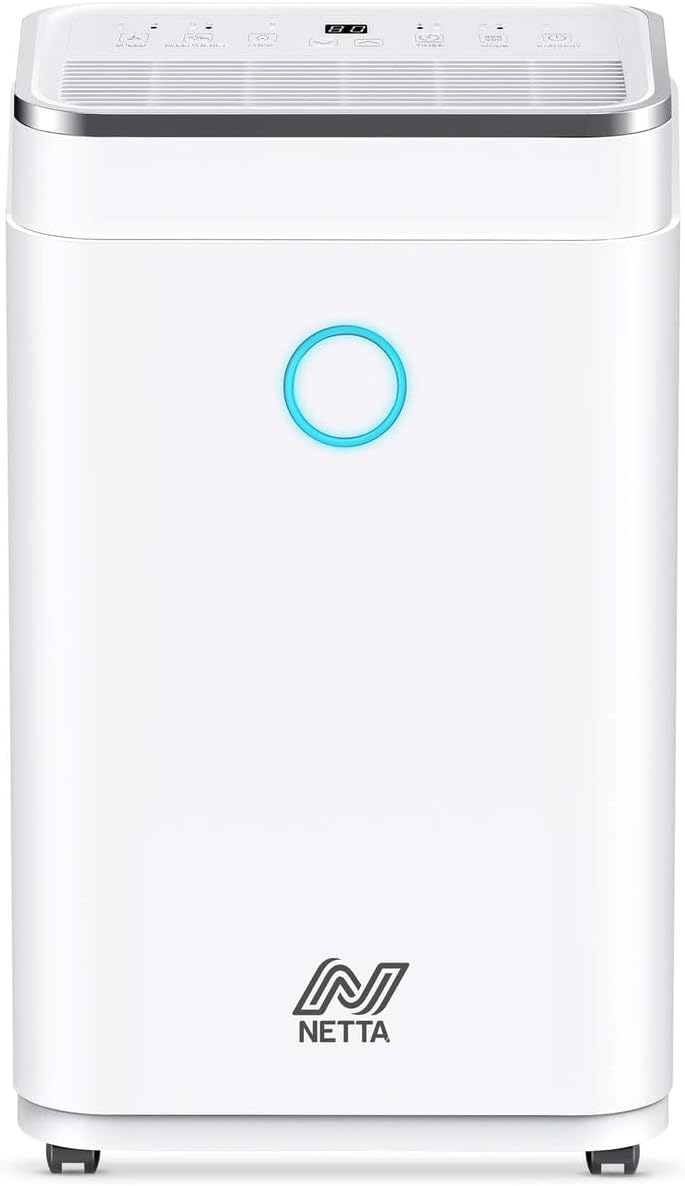 NETTA 25L/Day Low Energy Dehumidifier - Digital Control Panel, Continuous Draina...