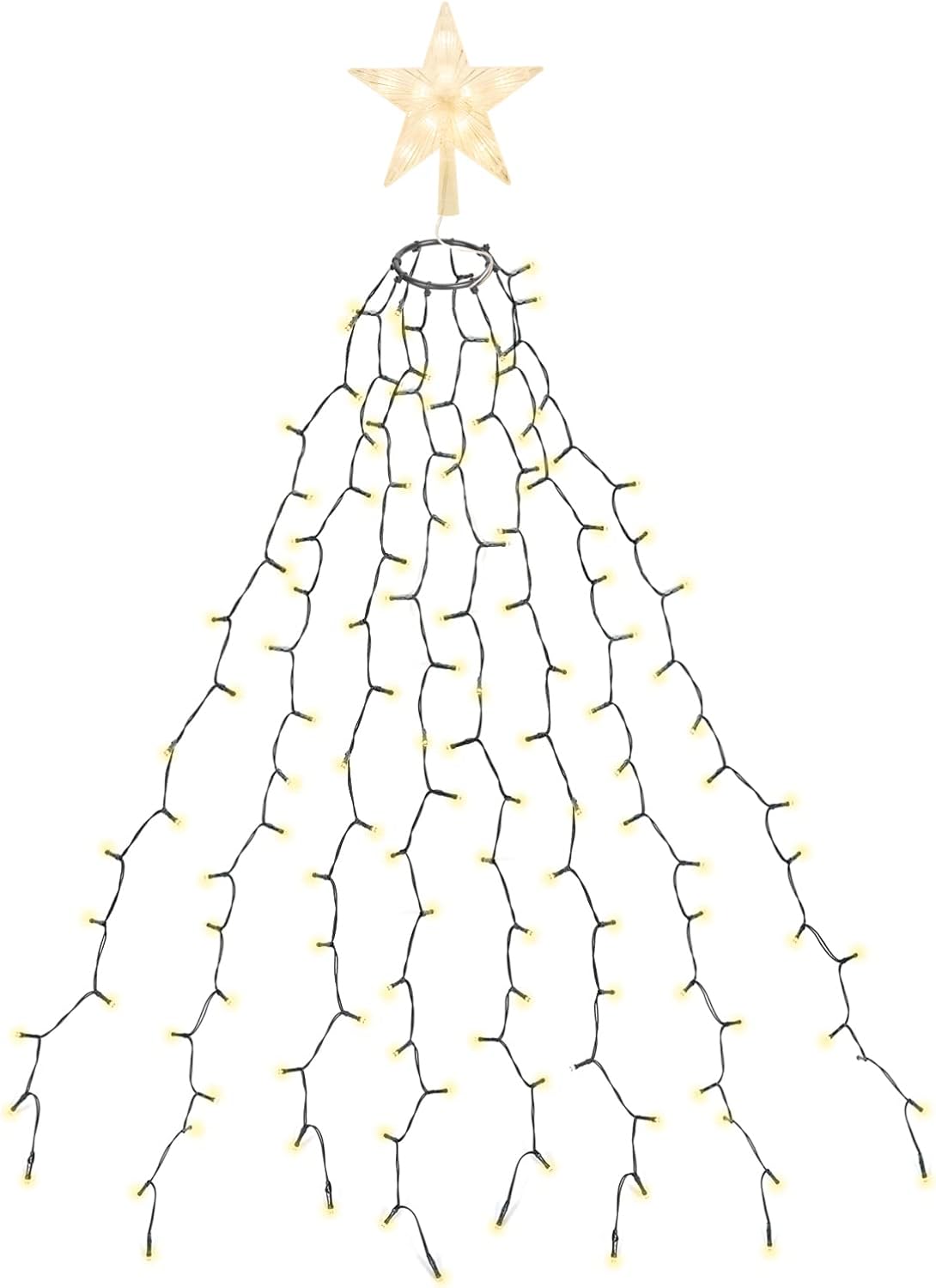 SALCAR Christmas Tree Lights with Topper Star, 2m x 8 Strands 290 LEDs Fairy Lig...