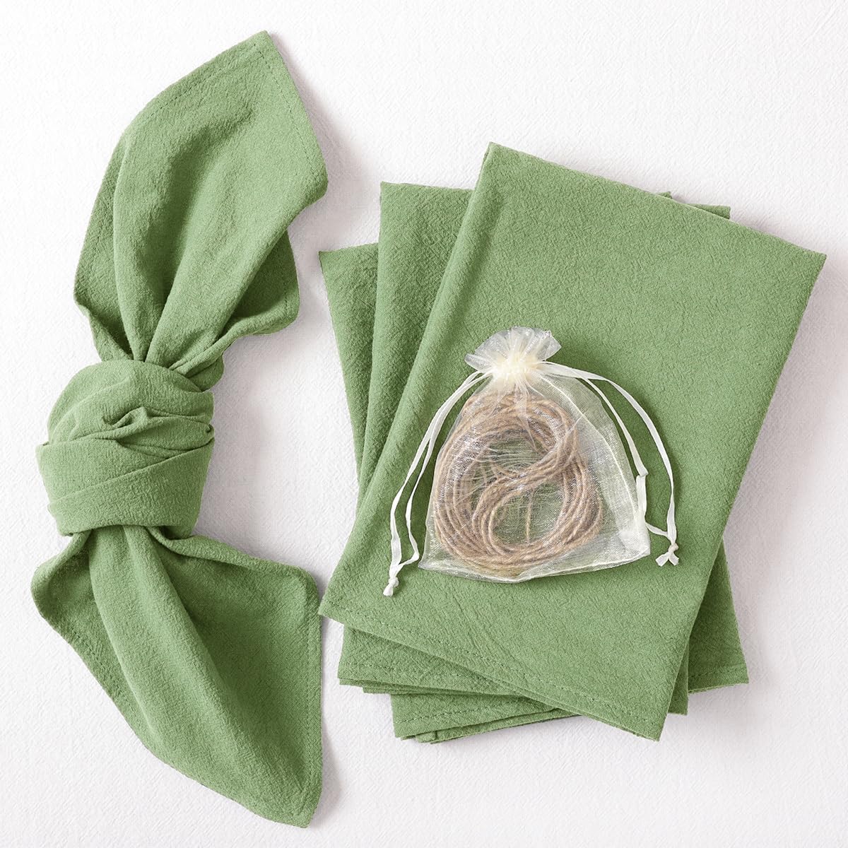 Socomi Christmas Thanksgiving Napkins, Special Sage Green Linen Cloth Napkins, W...