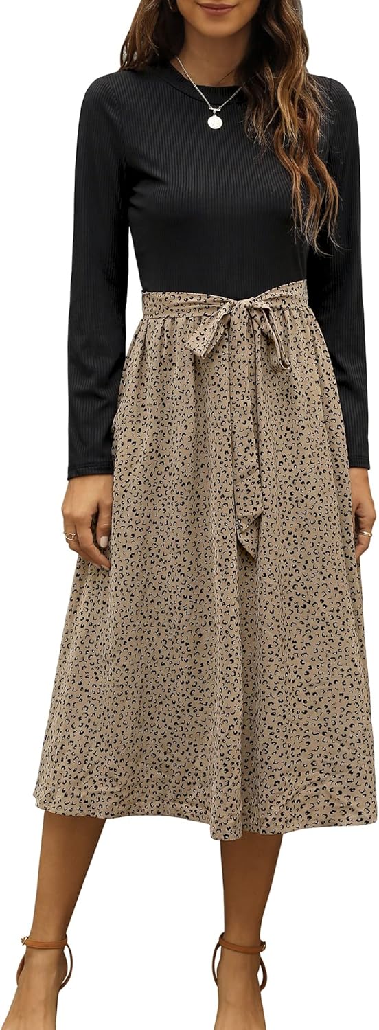 Zattcas Women 2024 Long Sleeve Fall Dress, Special Ribbed Dress for Teachers, In...