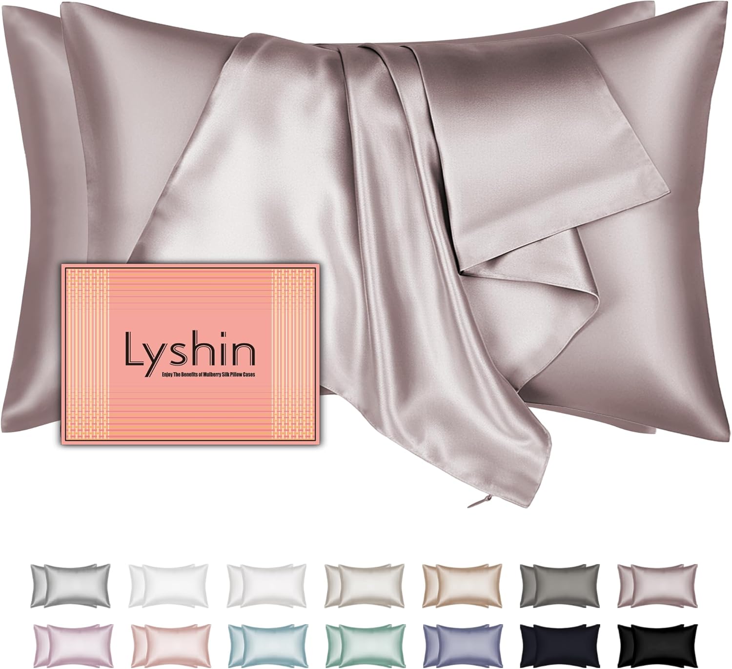 Mulberry Silk Pillow Cases 2 Pack Queen Size 20x30 Inches with Hidden Zipper, Ul...