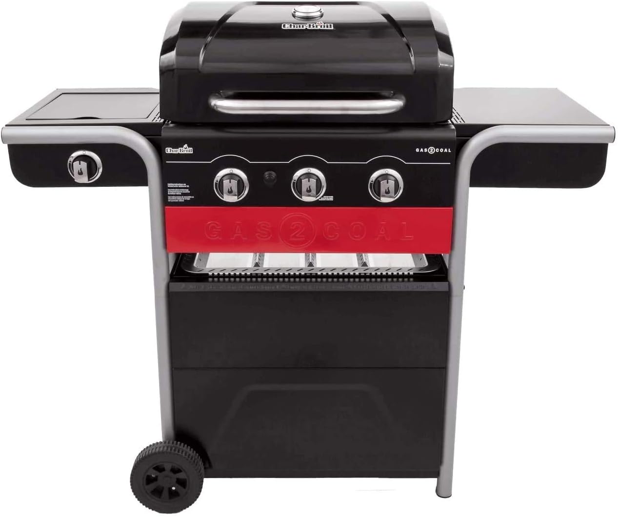 Char-Broil Gas2Coal Hybrid Grill - 3 Burner Gas & Coal Barbecue Grill, Black Fin...