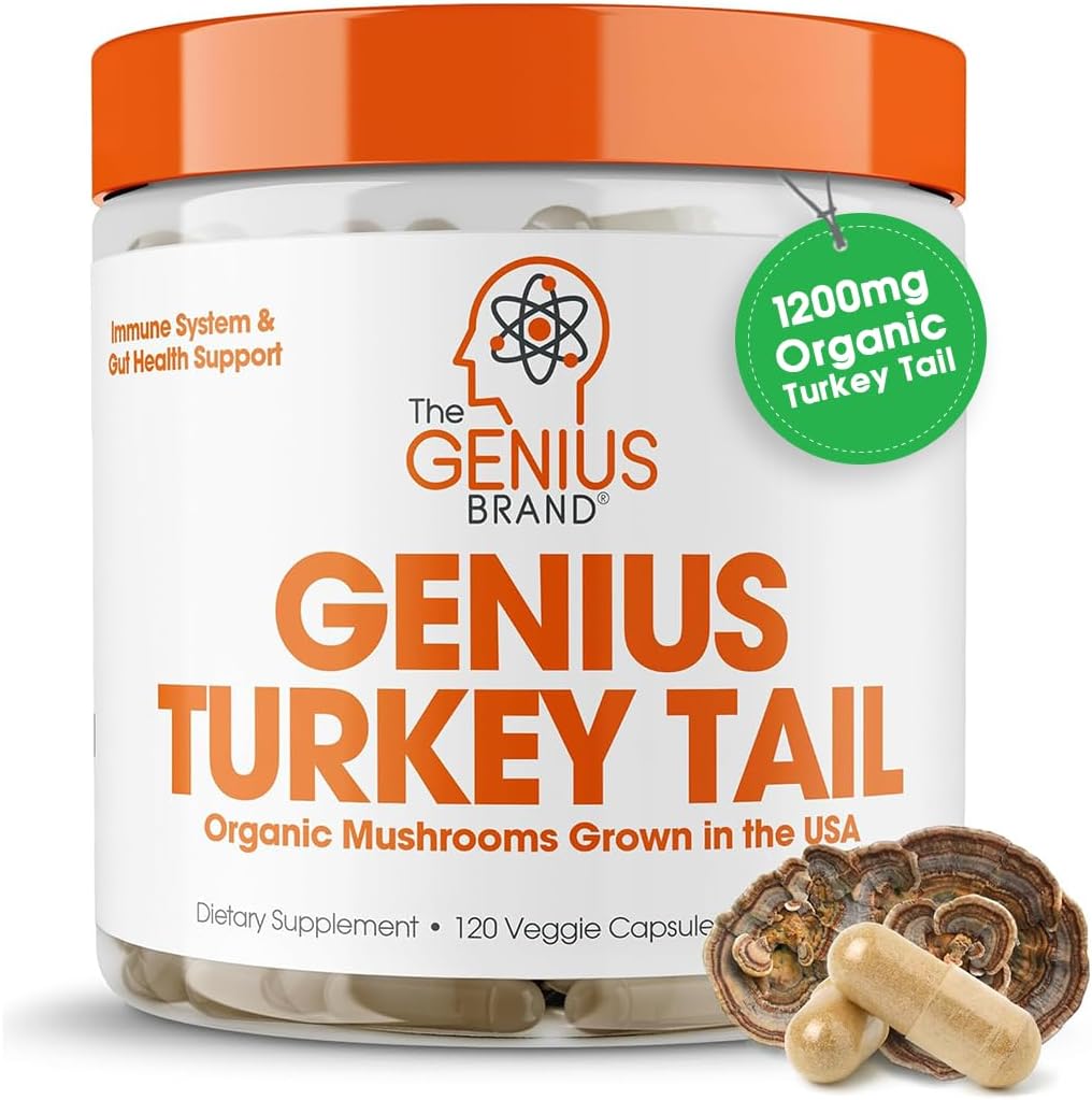 Exceptional Genius Turkey Tail Supplement Capsules, Special Organic Digestive Su...