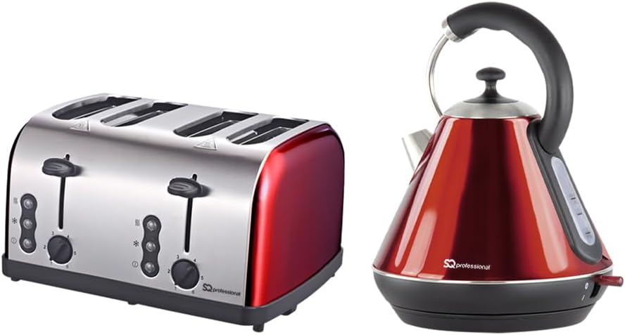 SQ Professional Breakfast Set 2pc Kettle 2200W & 4 Slice Toaster 1500W (Gems 4 S...