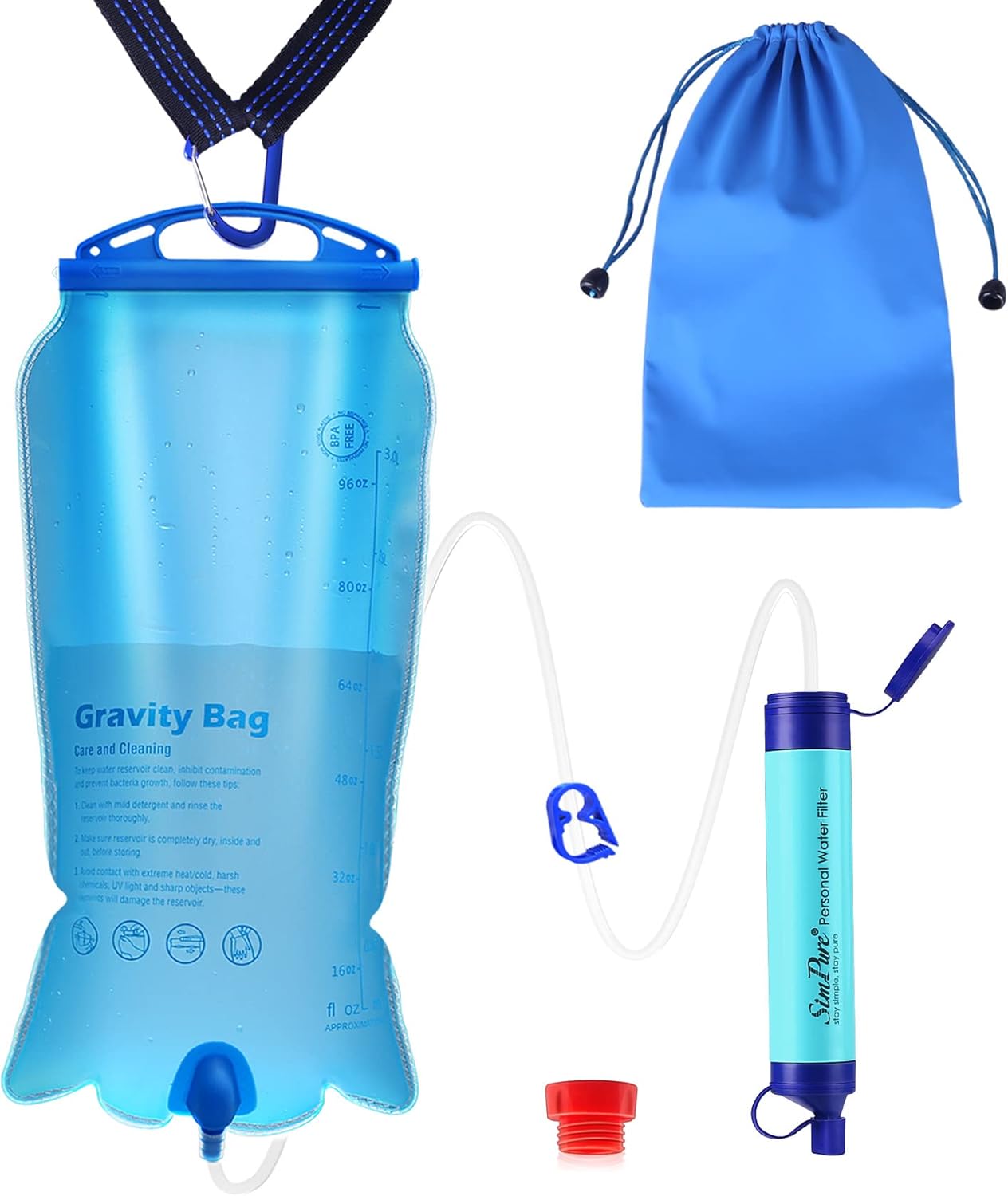 SimPure Gravity Water Filter, High-Quality Portable Gravity-Fed Water Purifier w...