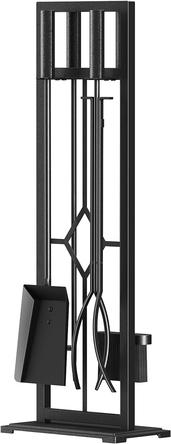Fire Beauty 5 Pieces Fireplace Tools Set Wrought Iron Fire Place Pit Poker Holde...