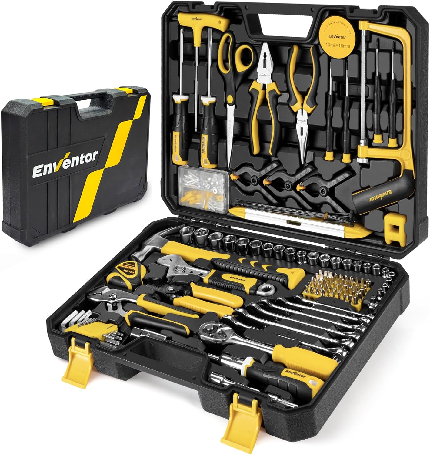 Enventor Tool Kit Set, 218PCS General Household Hand Tool Kit with Storage Toolb...