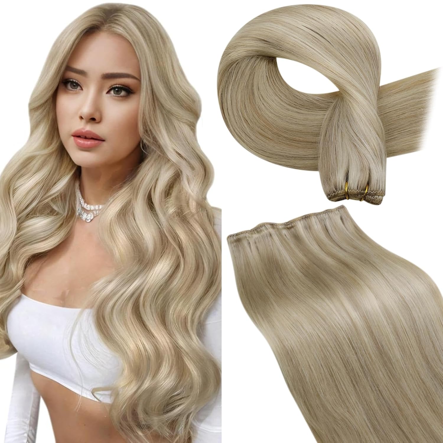 LaaVoo Weft Hair Extensions, Special Human Hair Extensions for Real Human Hair,...