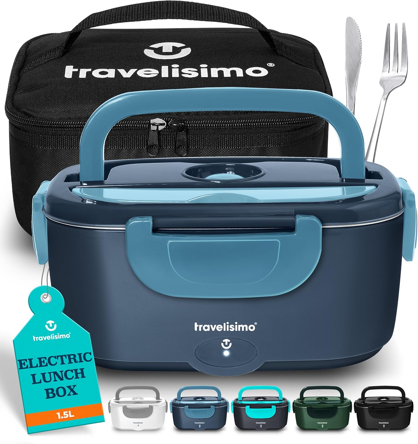 TRAVELISIMO Electric Lunch Box Food Heater 80W Heated Lunch Box 1.5L Food Warmer...