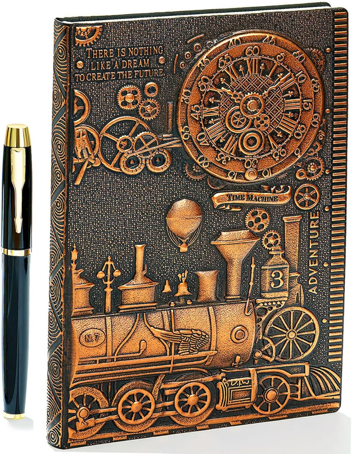 Vintage 3D Embossed Leather Writing Journal, Special Writing Journal with Diamon...