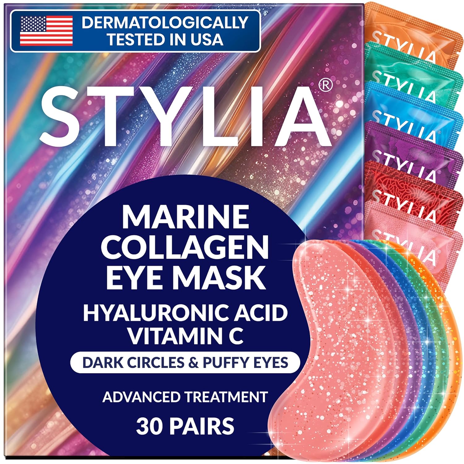 Under Eye Patches for Dark Circles and Puffy Eyes (30 Pairs), Marine Collagen Ey...