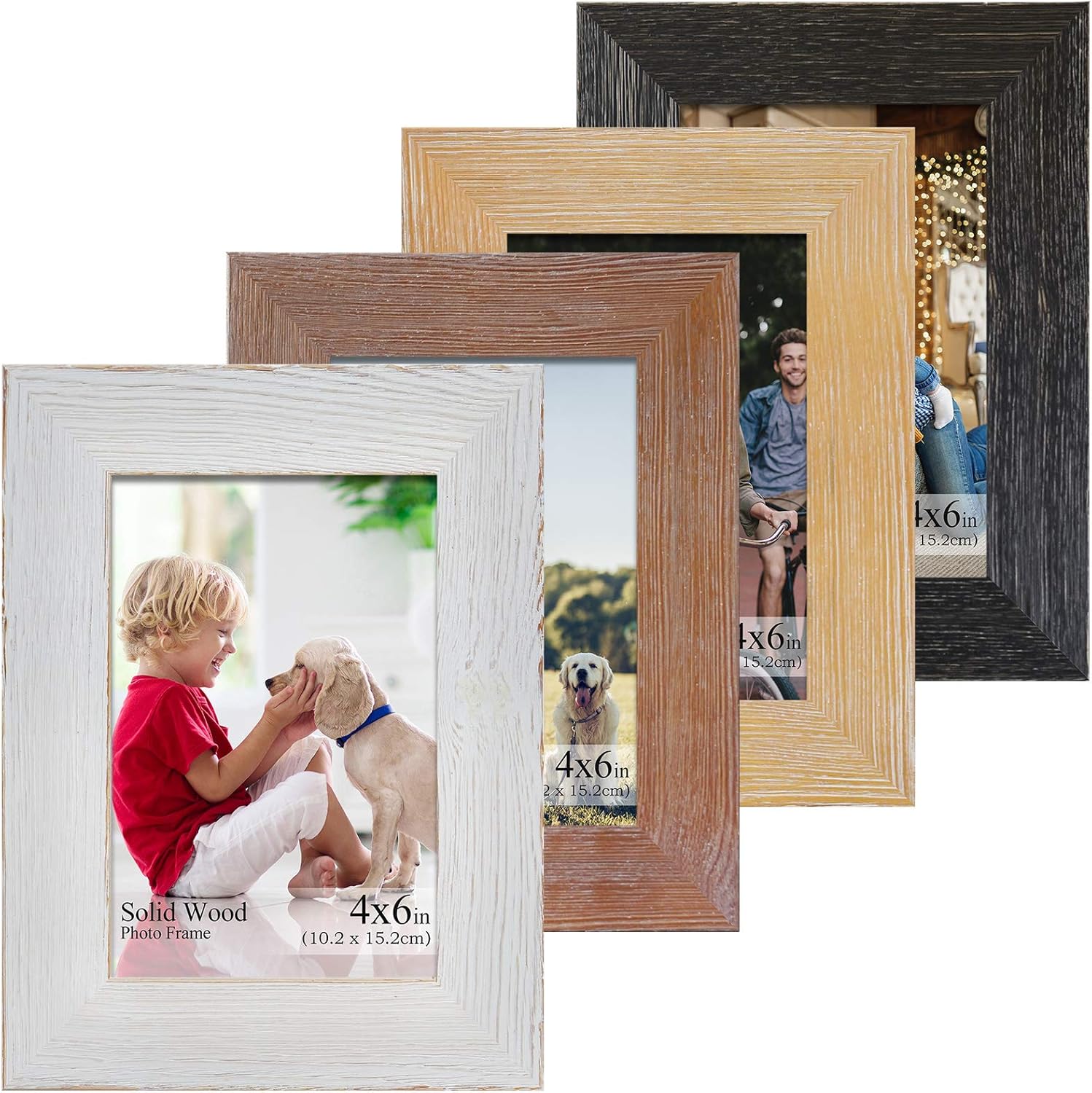 4x6 Picture Frame, Unique Natural Solid Wood Frame, High-Quality Picture Frame f...