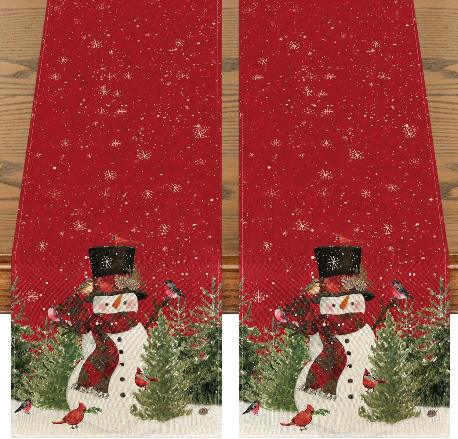 Artoid Mode Snowman Birds Trees Table Runner, Special Christmas Table Runner Set...
