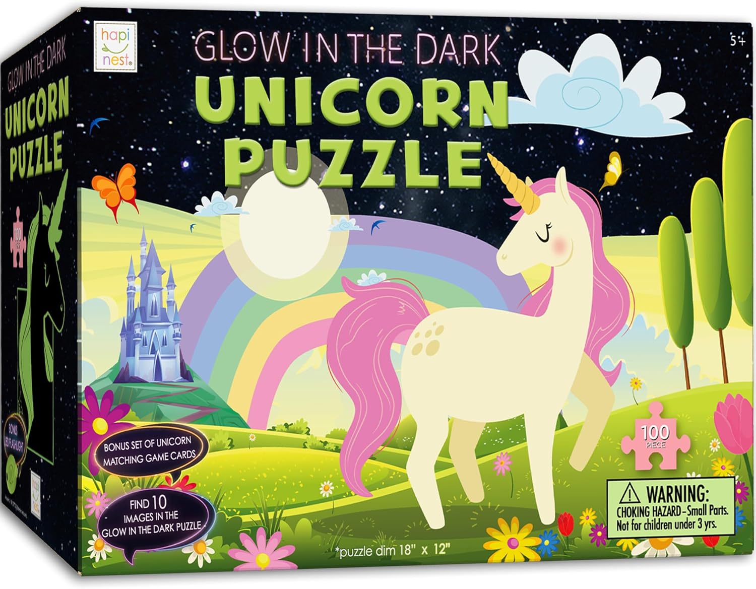 Hapinest Unicorn Puzzle, Special Glow-in-The-Dark Puzzle, Unique 100 Piece Puzzl...