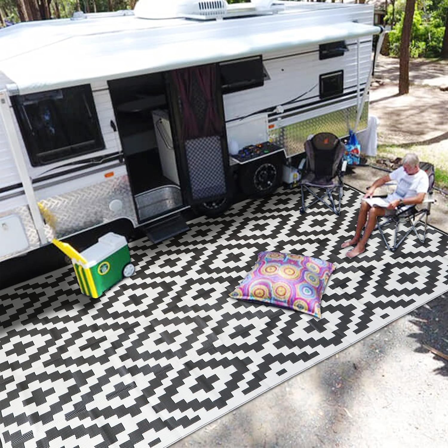 SAND MINE Reversible Mats, Unique Plastic Straw Rug, Special Modern Area Rug, Af...
