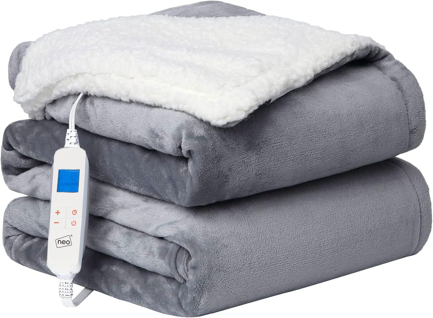 Neo Electric Heated Throw Over Blanket Soft Thickened Flannel Sherpa Reversible...