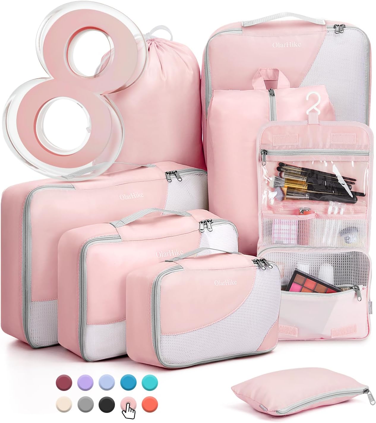 8 Set Packing Cubes for Travel, Special Sturdy Suitcase Organizer, Innovative Ol...