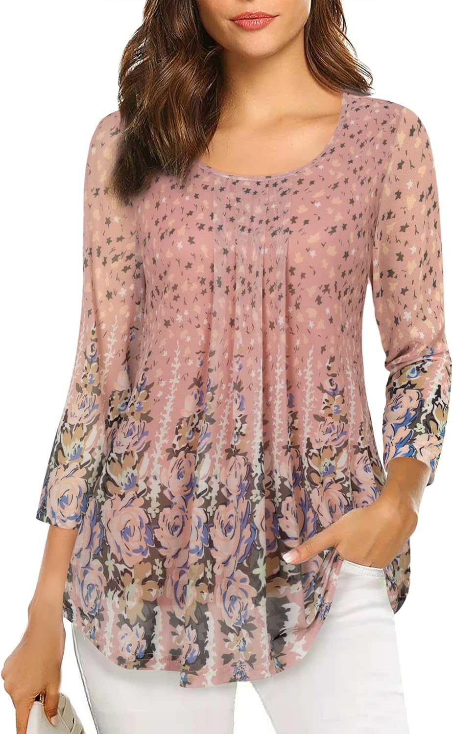 Special VALOLIA Women's Tunic Tops, Casual Loose Fit Blouses with 3/4 Sleeve, Un...
