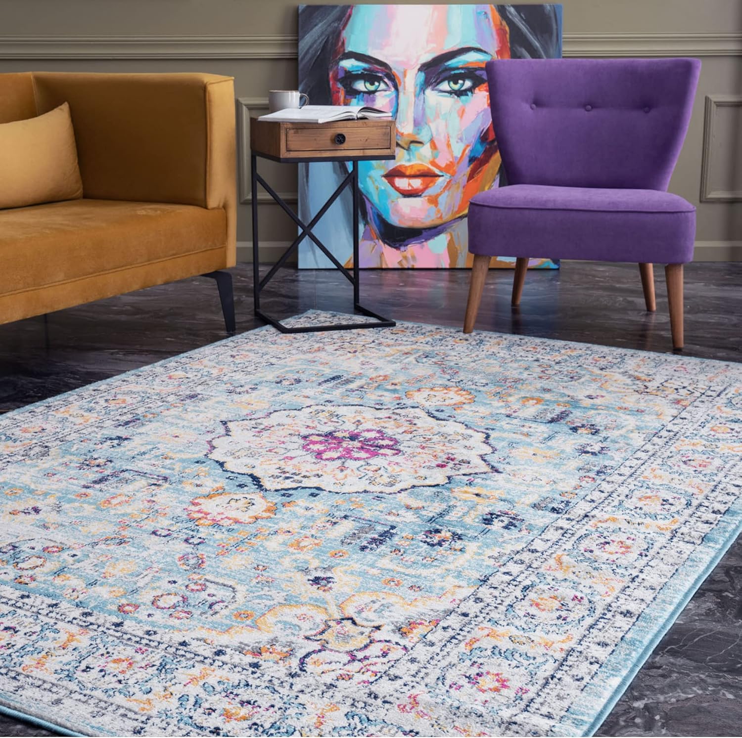 Unique Area Rugs, Special Living Room & Bedroom Rugs, Vintage Soft Short Pile Cl...