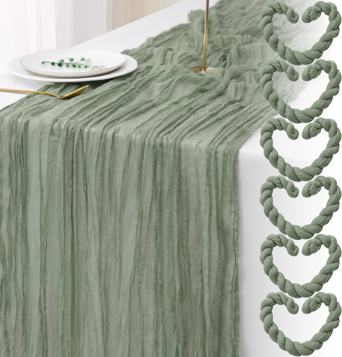 6 Pack Sage Green Cheesecloth Table Runner 14Ft Boho Gauze Cheese Cloth Table Ru...