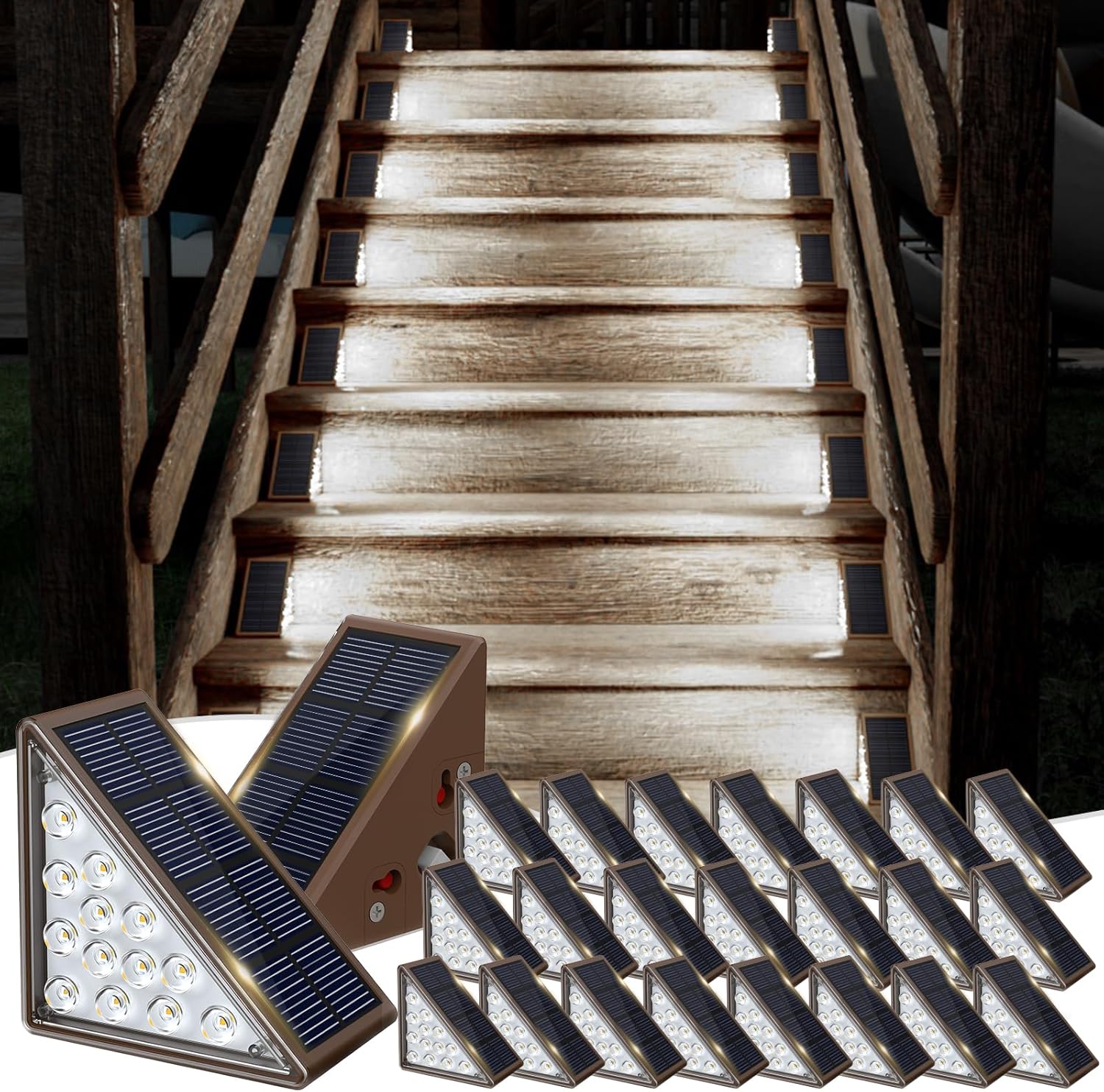 Solar Step Lights, Premium Solar Stair Lights for Outside 24-Pack, Innovative Wa...