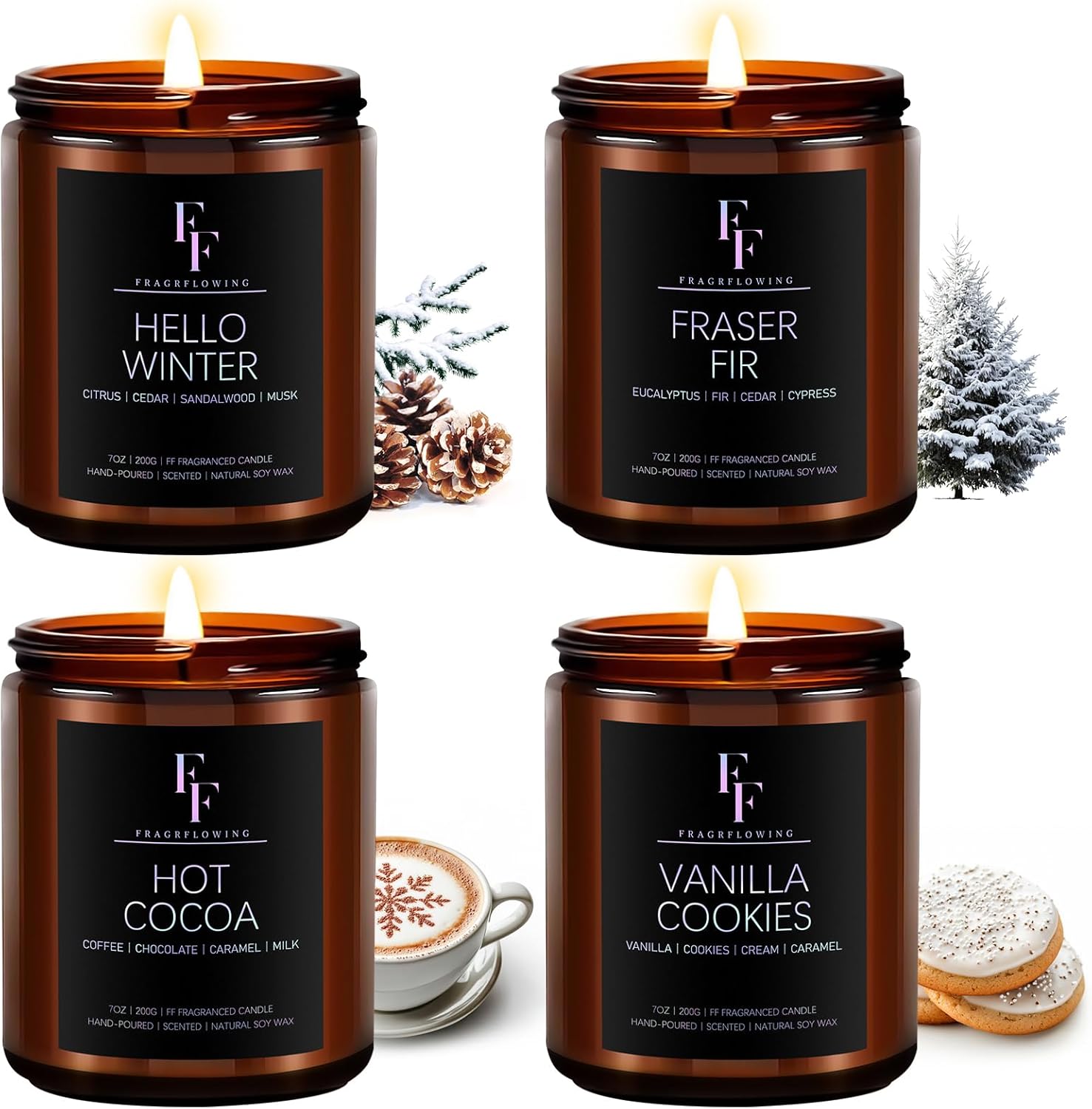 Winter Candles Set, Special Winter Scented Candles for Home, Affordable 4 Pack H...